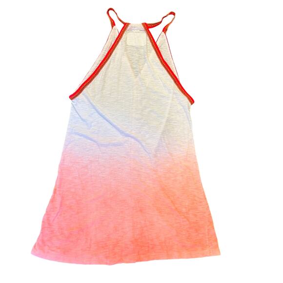 Pitusa Ombre Dip Dye V-Neck Mini Sundress Women's Size Petite Small Coral/White - Picture 4 of 6